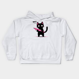 Cat what? Murderous Black Cat with knife Kids Hoodie